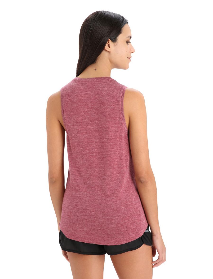 Women's Icebreaker Merino Sphere II Tank T Shirts Cherry Heather | CA 1376KORI